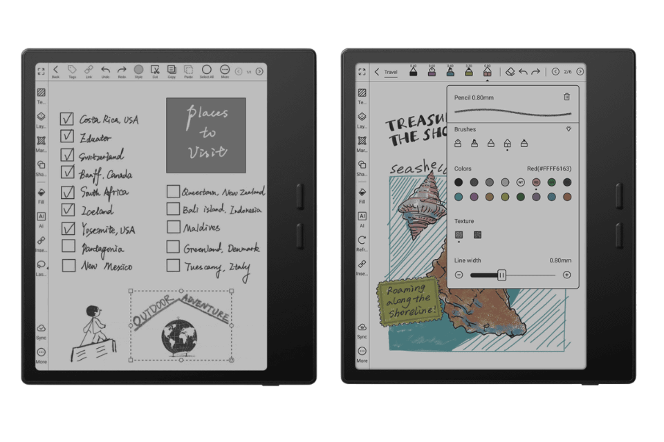 7インチの電子ペーパー搭載Androidタブレット、モノクロモデルとカラー