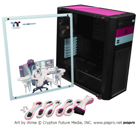 TSUKUMO、初音ミク仕様のアクリルサイドパネルとスリーブケーブルを