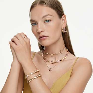 Idyllia pendant, Crystal pearl, Mixed cuts, Flower, Multicolored