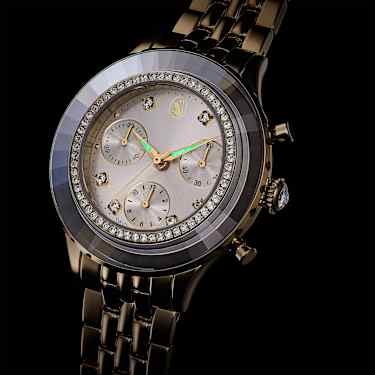 Octea chrono watch, Swiss Made, Metal bracelet, Gold tone