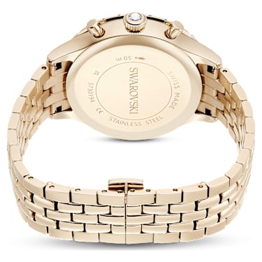 Octea chrono watch, Swiss Made, Metal bracelet, Gold tone