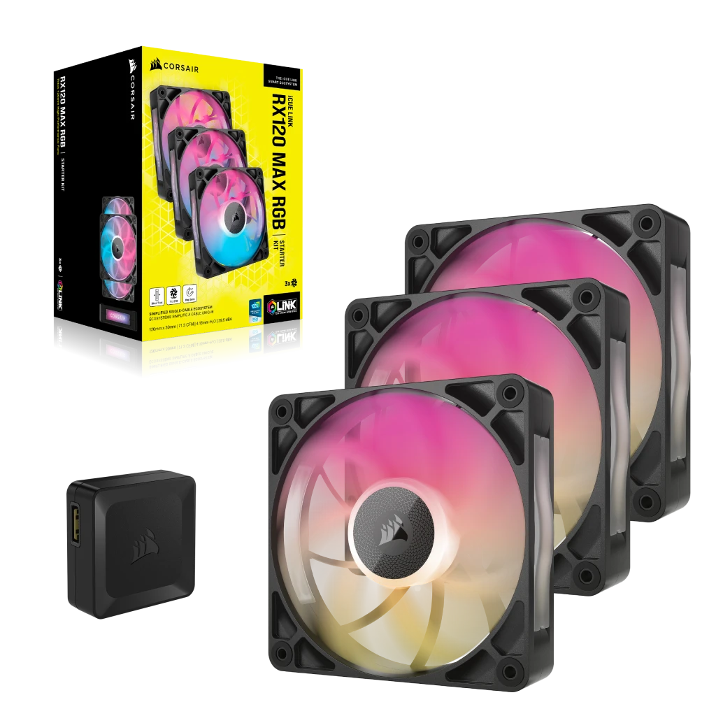 iCUE LINK RX120 MAX RGB 120mm PWM Thick Fans Starter Kit