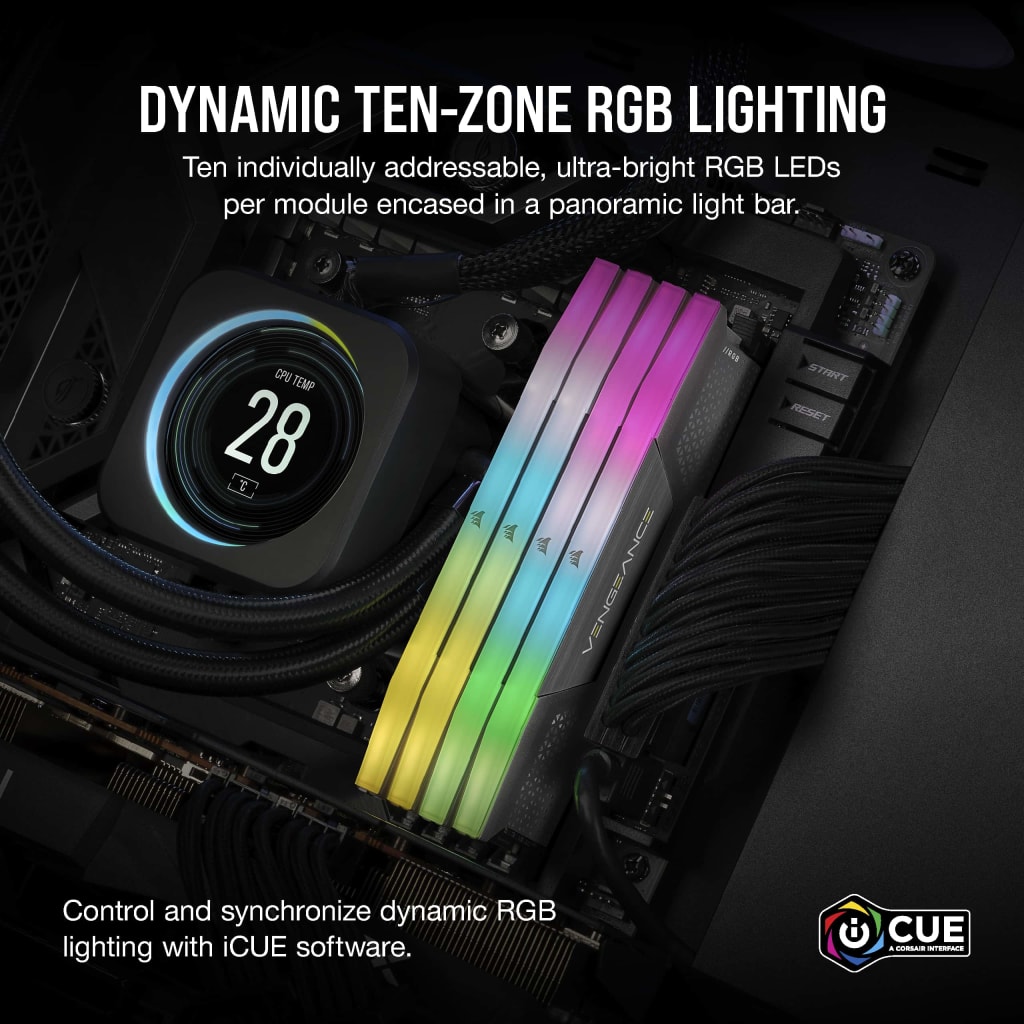 VENGEANCE® RGB 32GB (1x32GB) DDR5 DRAM 6000MT/s CL38 AMD EXPO