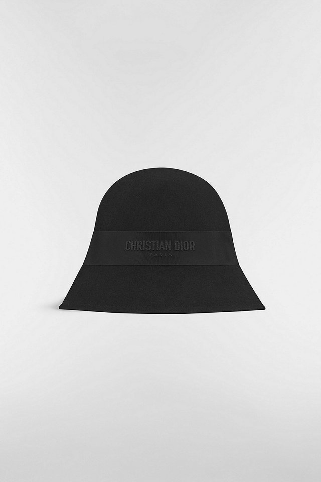 D-Tulipe Small Brim Cloche Black Rabbit Felt | DIOR