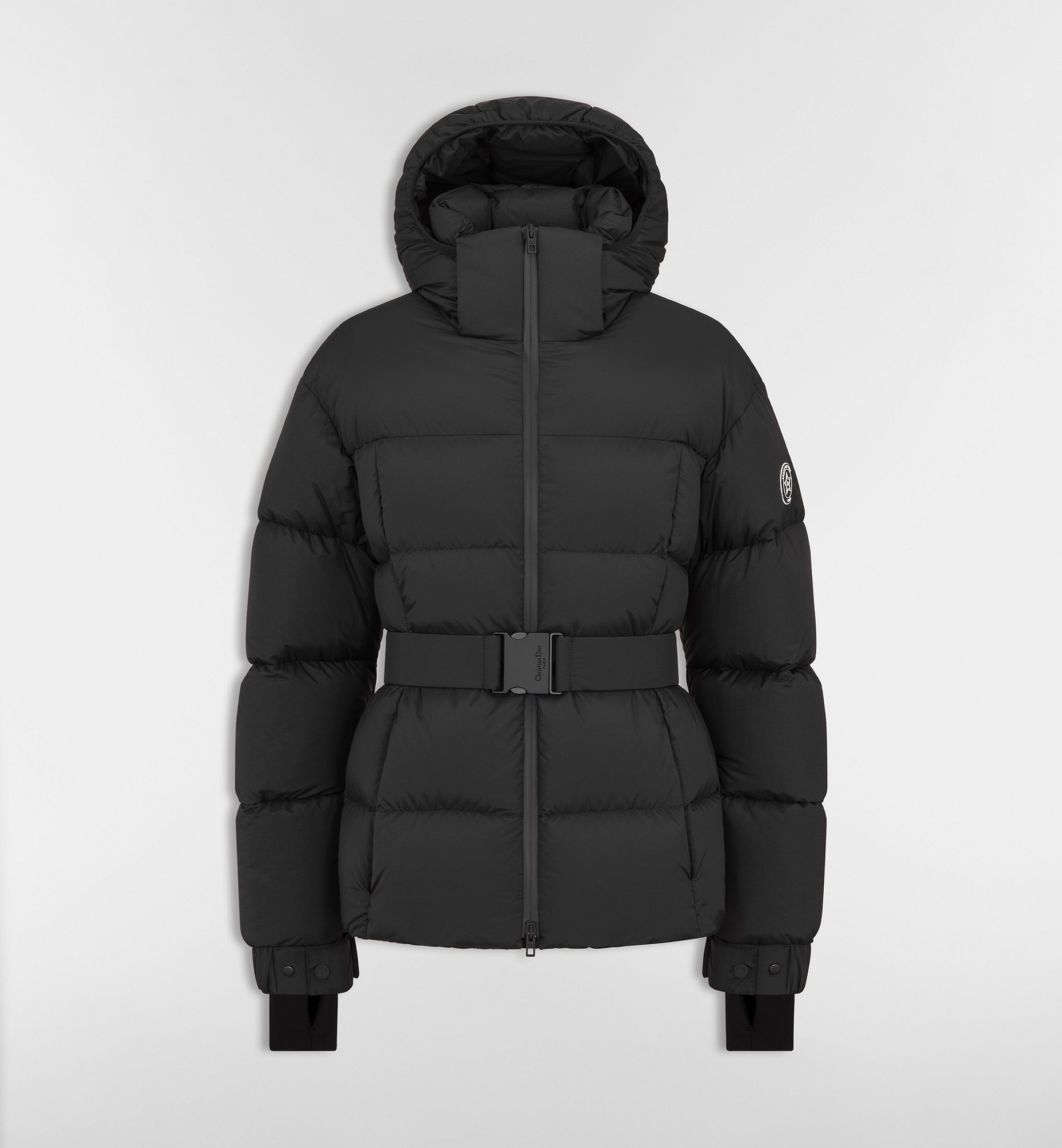 DiorAlps Belted Puffer Jacket with Hood Beige Quilted Technical