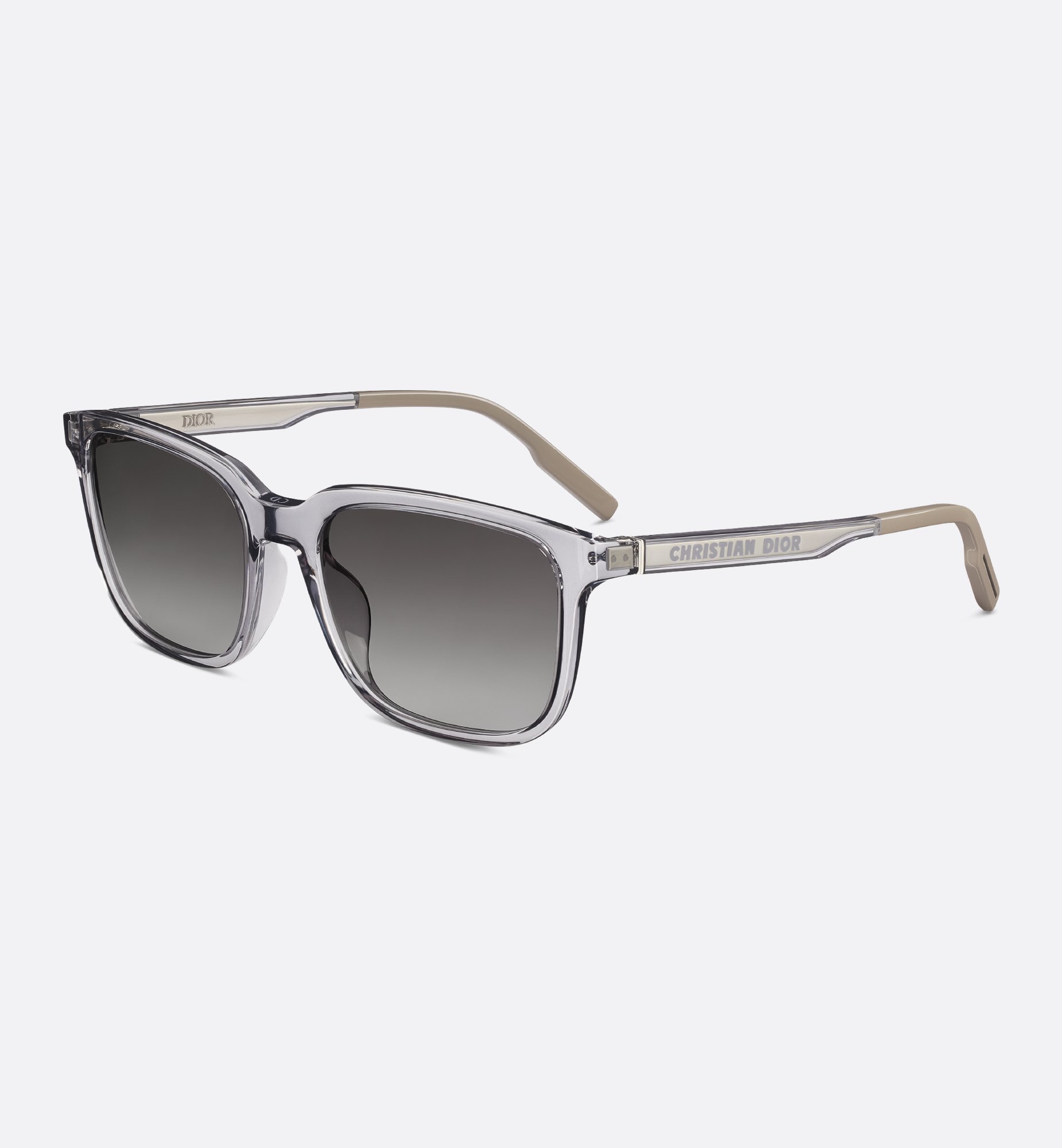 DiorTag SU Transparent Light Gray Rectangular Sunglasses | DIOR
