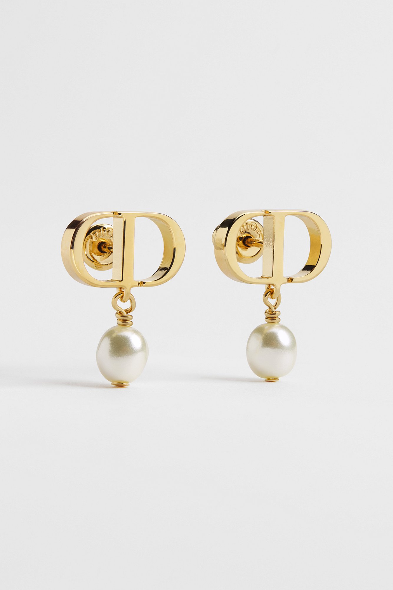 Petit CD Earrings Gold-Finish Metal and White Resin Pearls | DIOR