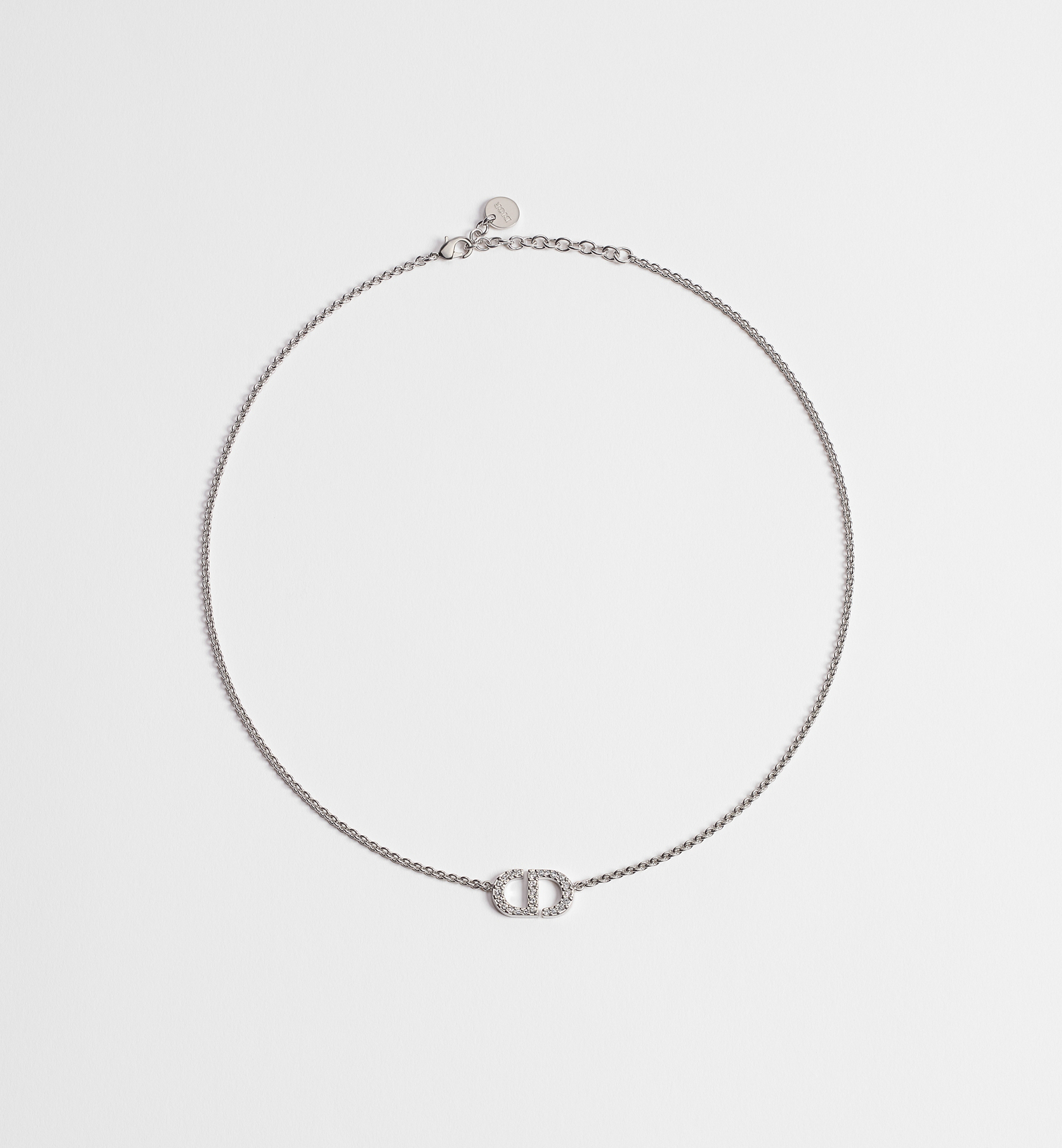 Petit CD Necklace Silver-Finish Metal and Sparkling Crystals | DIOR