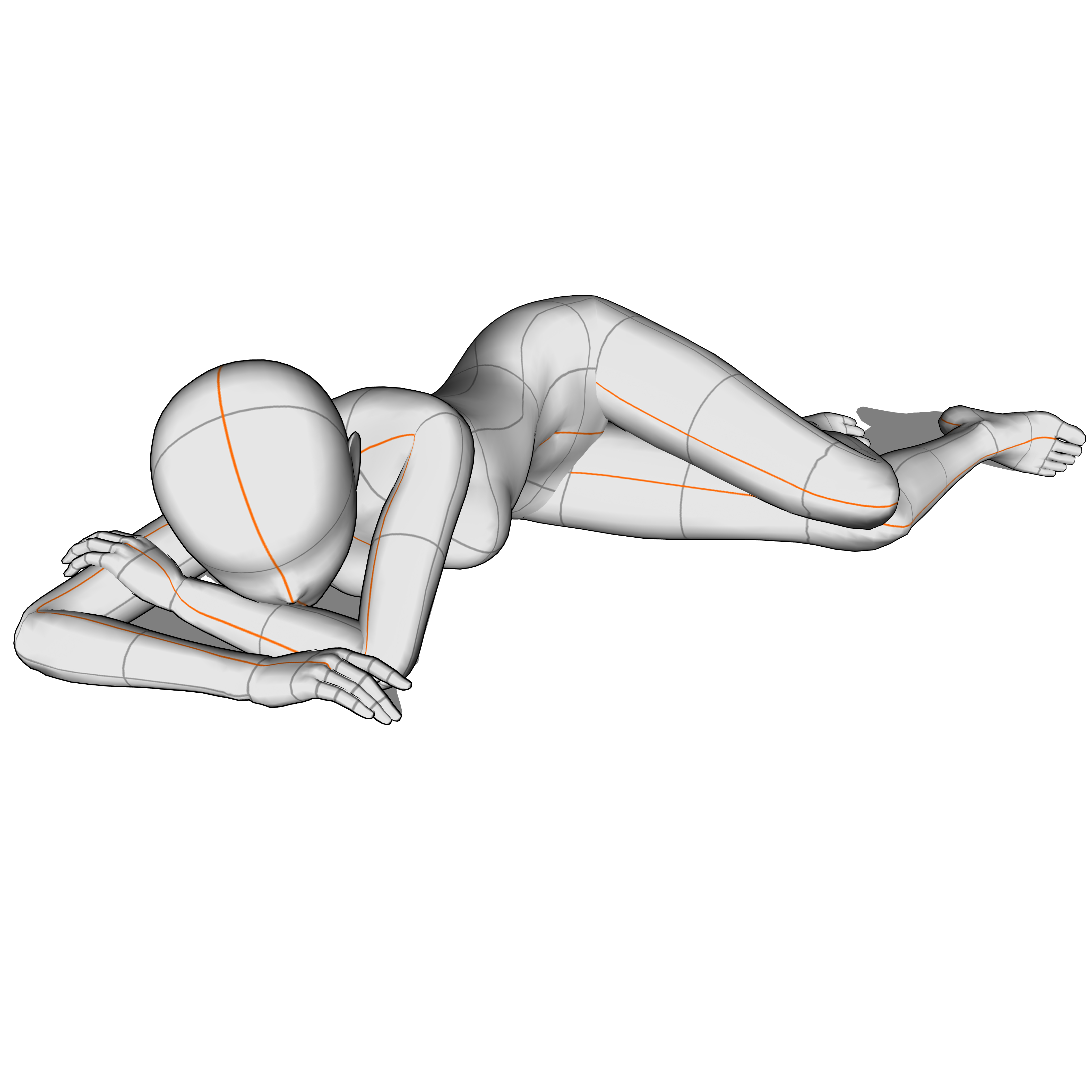 うつ伏せに寝そべるポーズ - CLIP STUDIO ASSETS