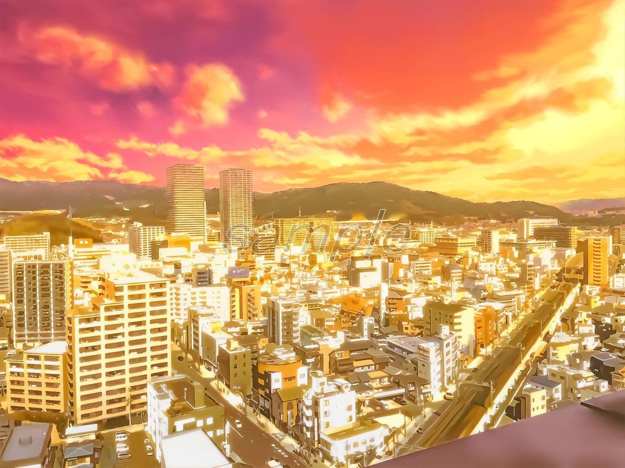 夕方の都市の景観と屋上 - CLIP STUDIO ASSETS