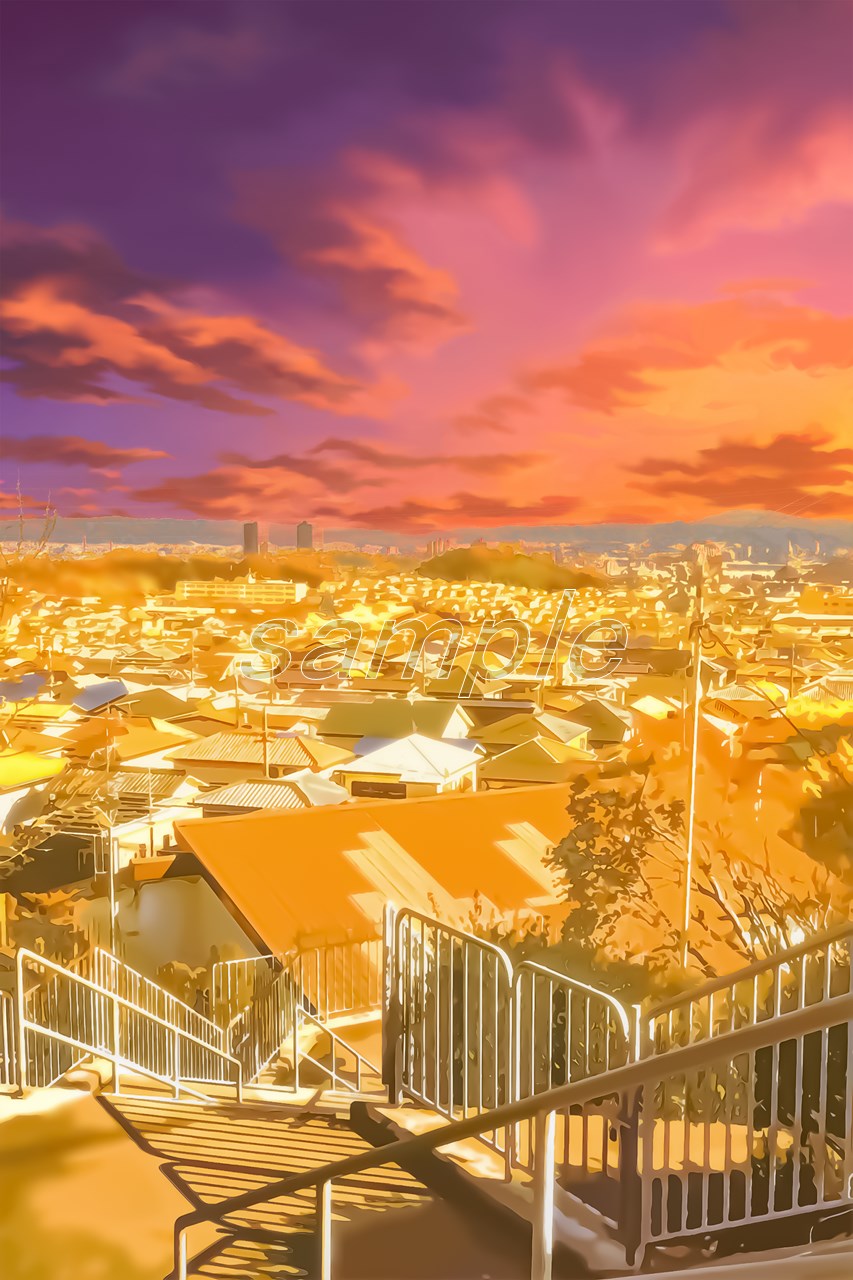 夕暮れの階段から眺める都市景観 - CLIP STUDIO ASSETS