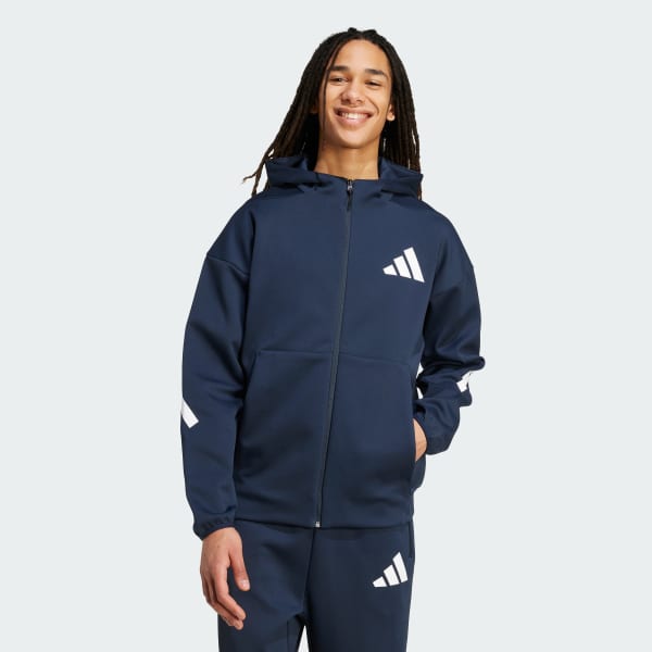 adidas Z.N.E. Full-Zip Hooded Track Jacket - Blue | Free Shipping
