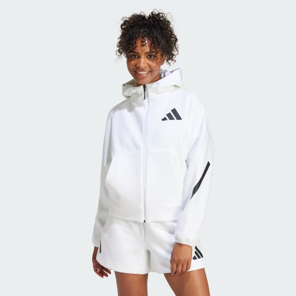 adidas Z.N.E. Full-Zip Hoodie - White | Free Shipping with adiClub