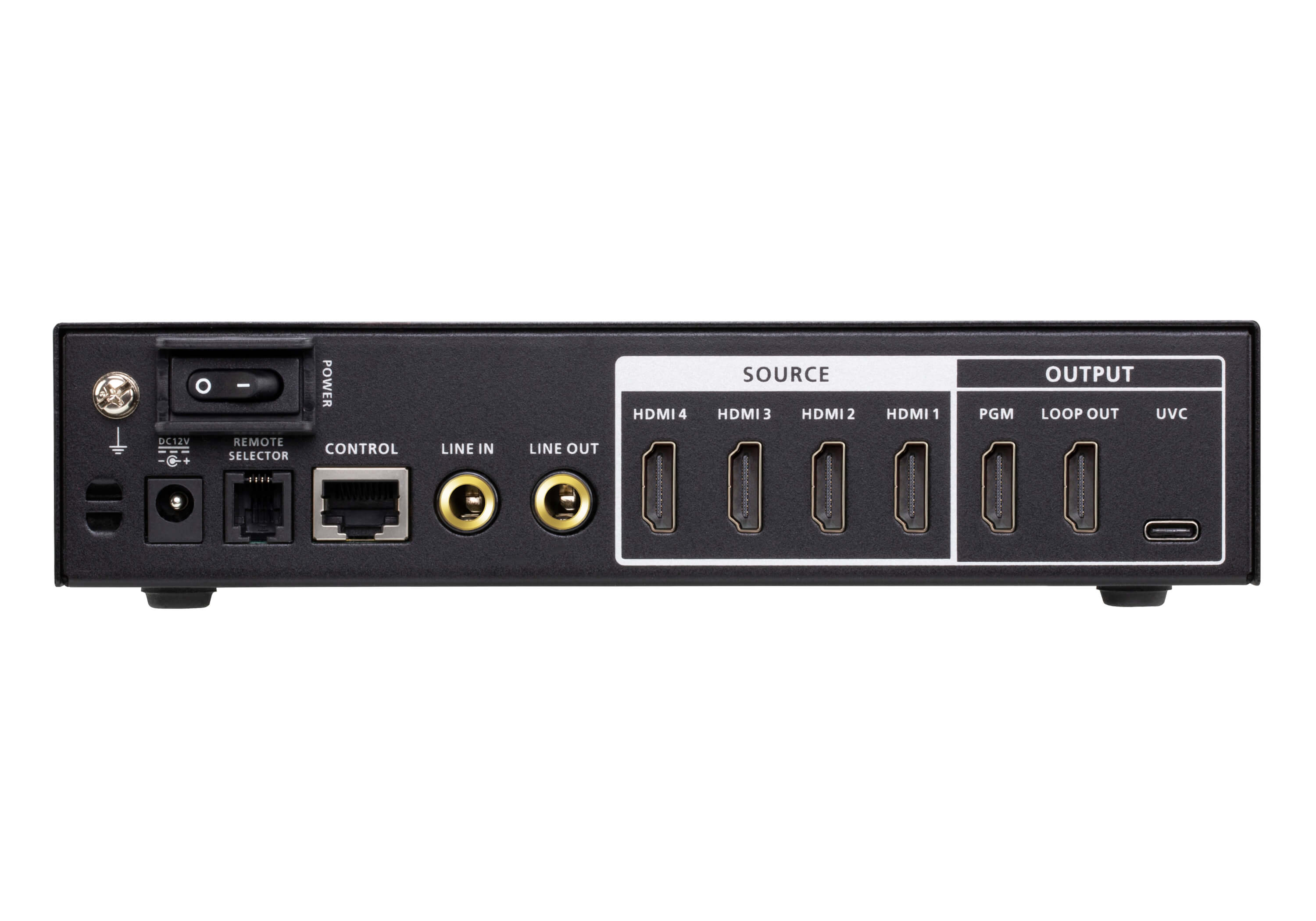 クワッド 4K HDMI→USB-C UVC ビデオスイッチャー（AVミキサー機能搭載