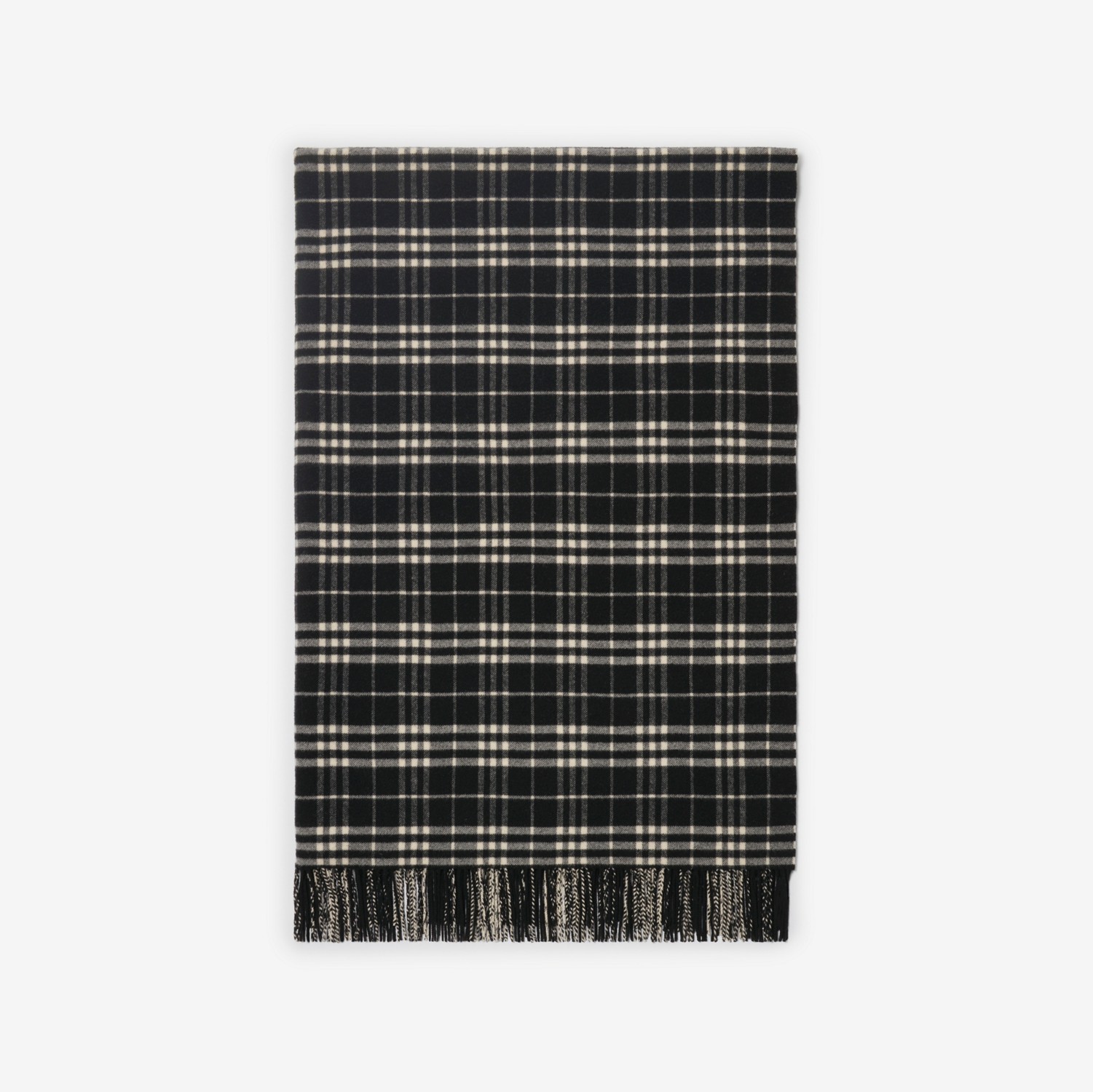 チェック・ウールカシミア・ブランケット (ブラック／キャラコ