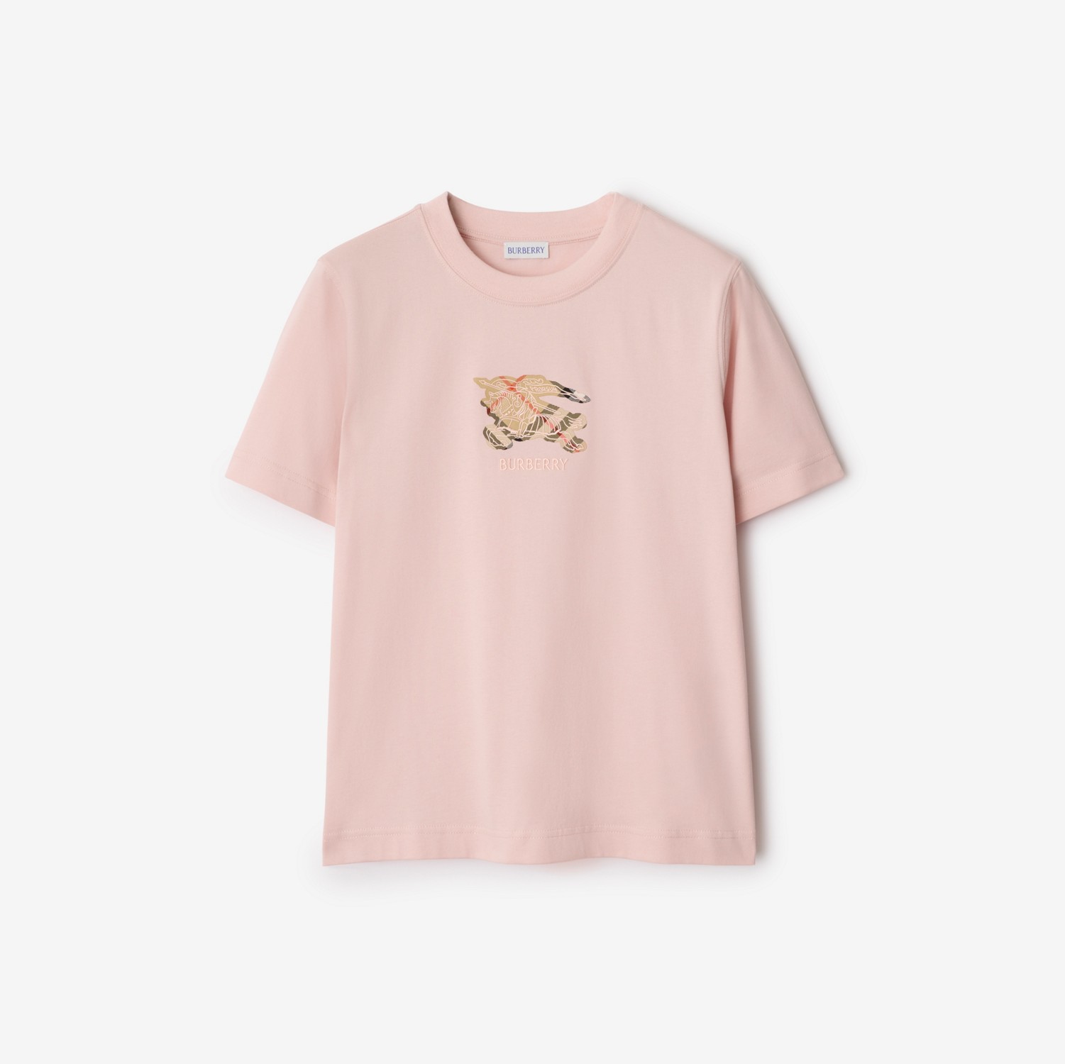 EKD Check Cotton T-shirt in Bouquet pink - Women | Burberry® Official