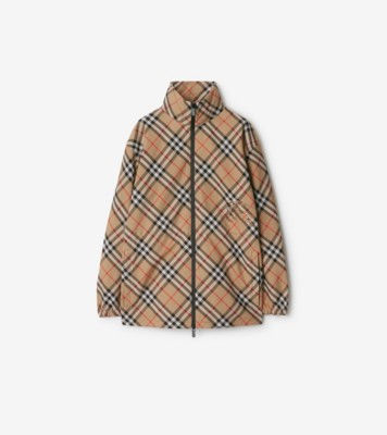 Check Jacket in Sand - Women, Nylon | Burberry® Official