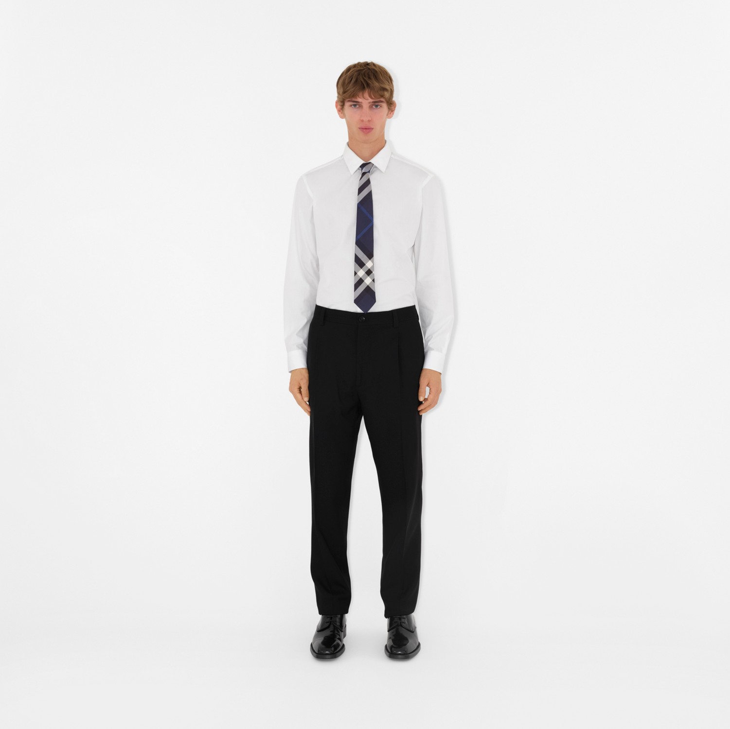 チェック シルクタイ (ネイビー Blue) - メンズ, シルク | Burberry