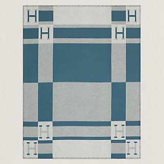 Avalon Bayadere blanket - Blue | Hermès USA