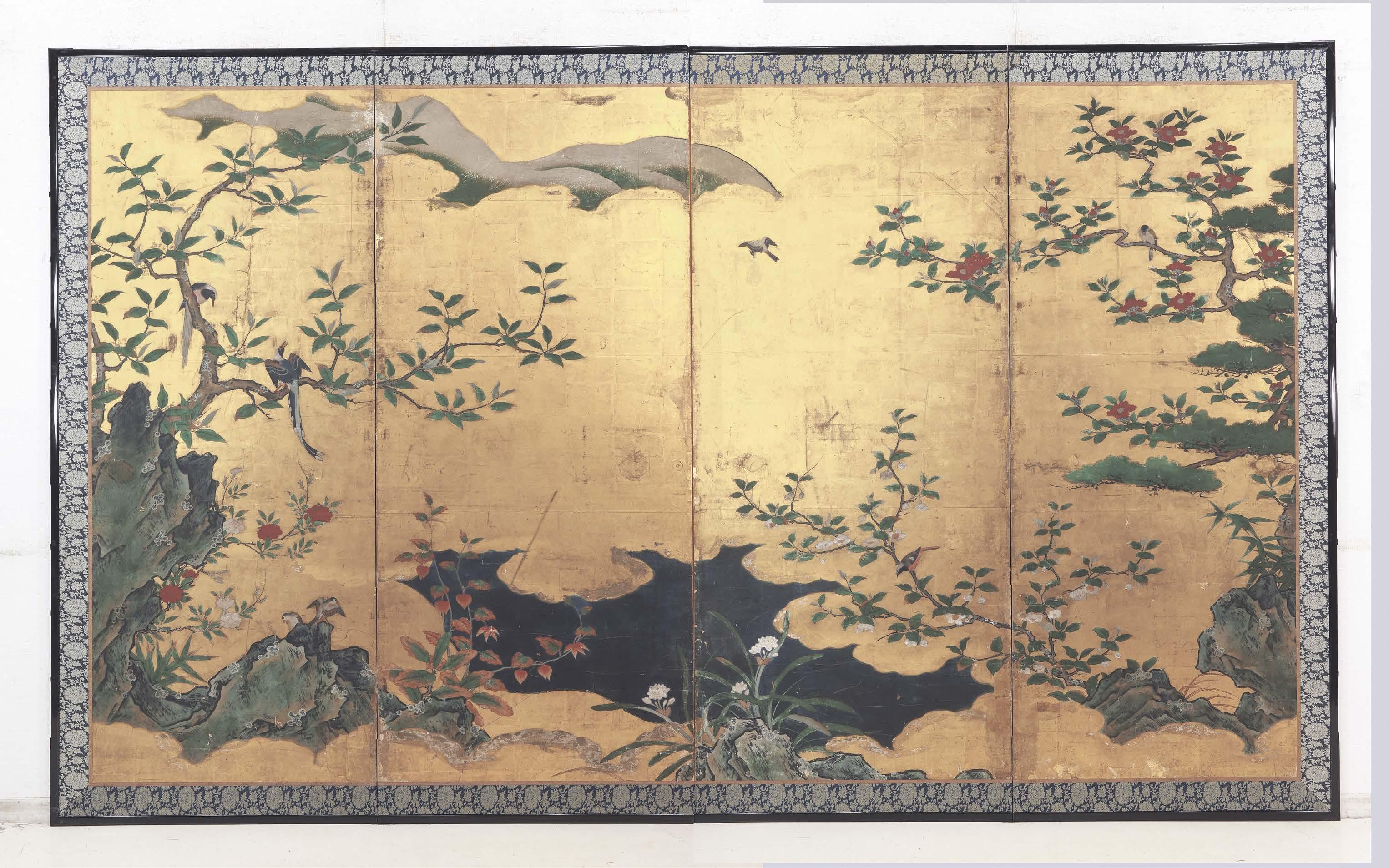 山元春挙 絹本彩色画 【 鳳凰之図 】 春挙自題箱 肉筆画 模写 139