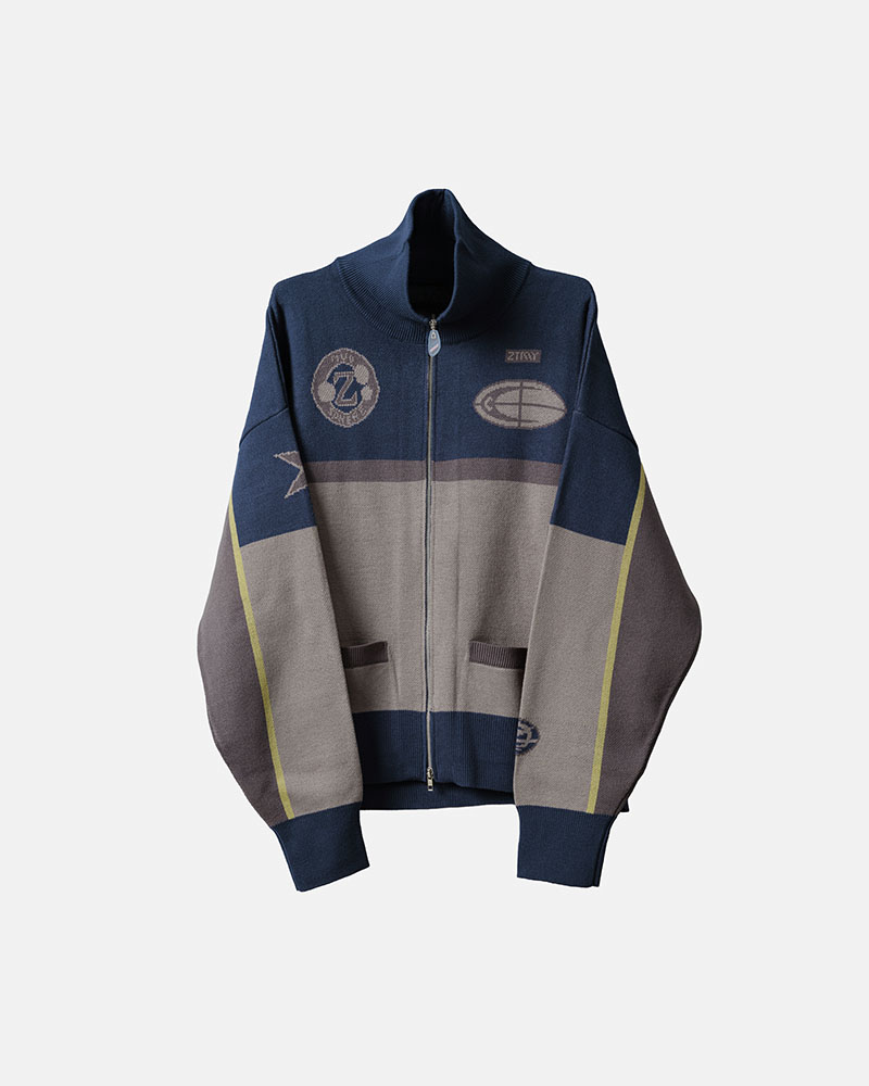 Full Zip Knit Jersey (Navy) - ZUTOMAYO MART