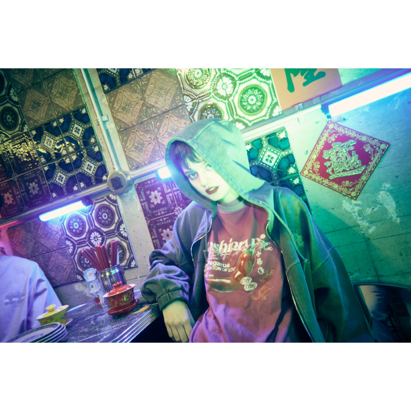 陰陽 Vintage Zipup Hoodie (Gray) - ZUTOMAYO MART