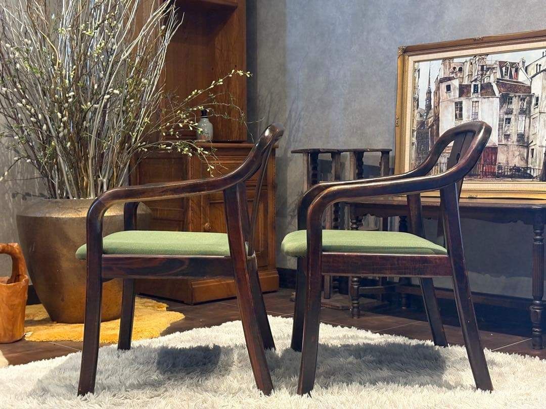 ②karimoku カリモク アームチェア ダイニングチェア ビンテージ IZ