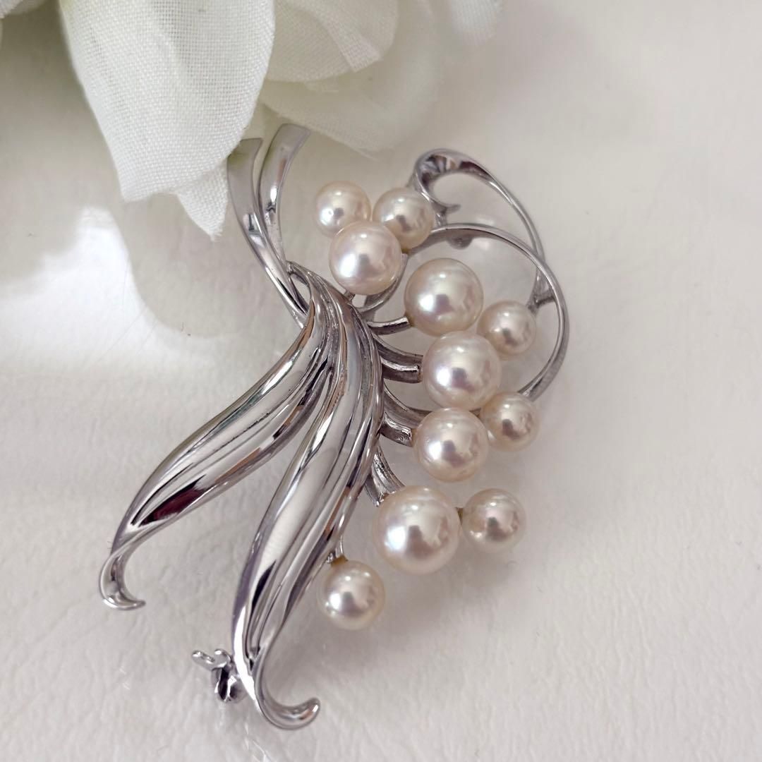 384【ミキモト】シルバー パール ブローチ - メルカリ