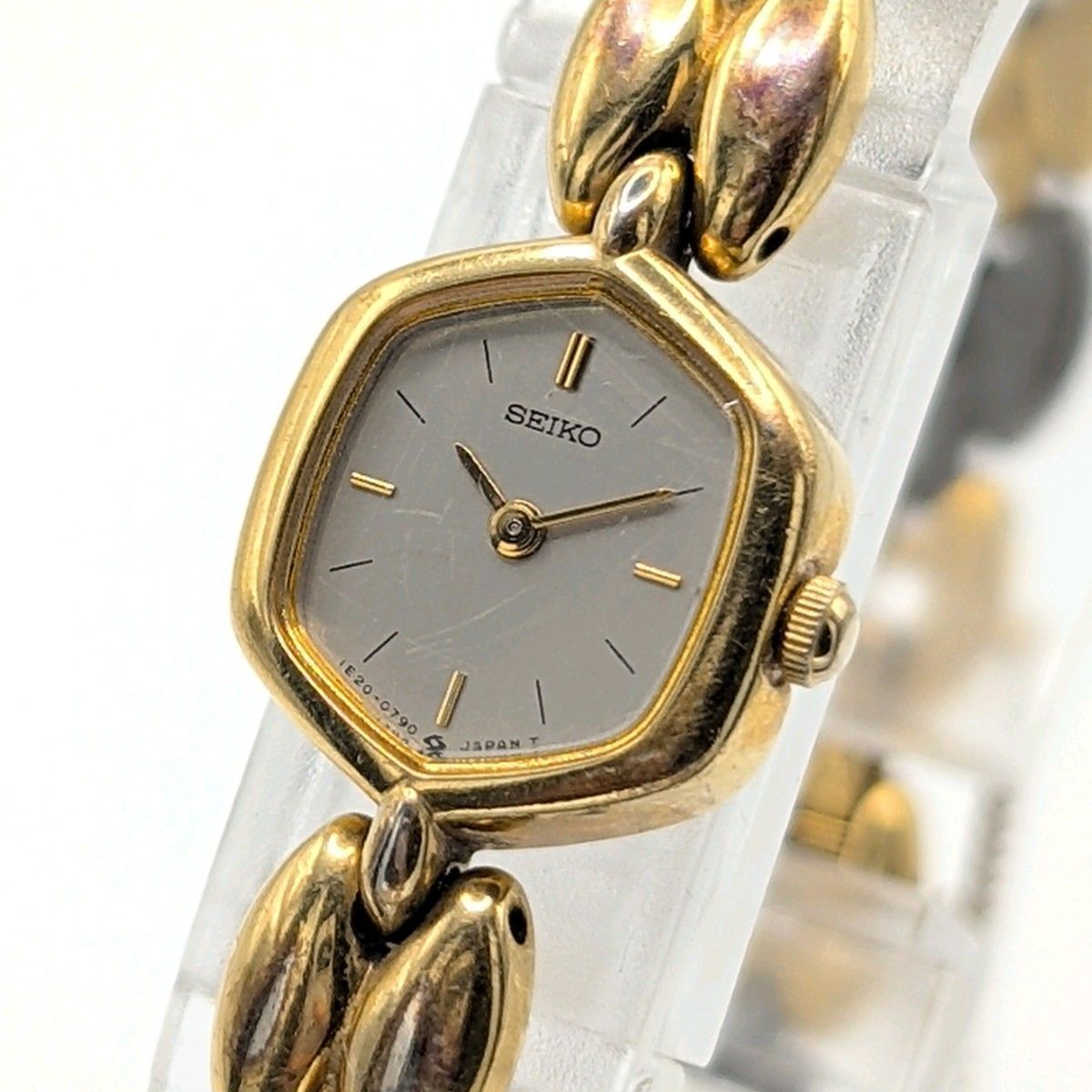 SEIKO Watch quartz 1E20-5480 Ladies Gold Hexagon Not Working Y2K