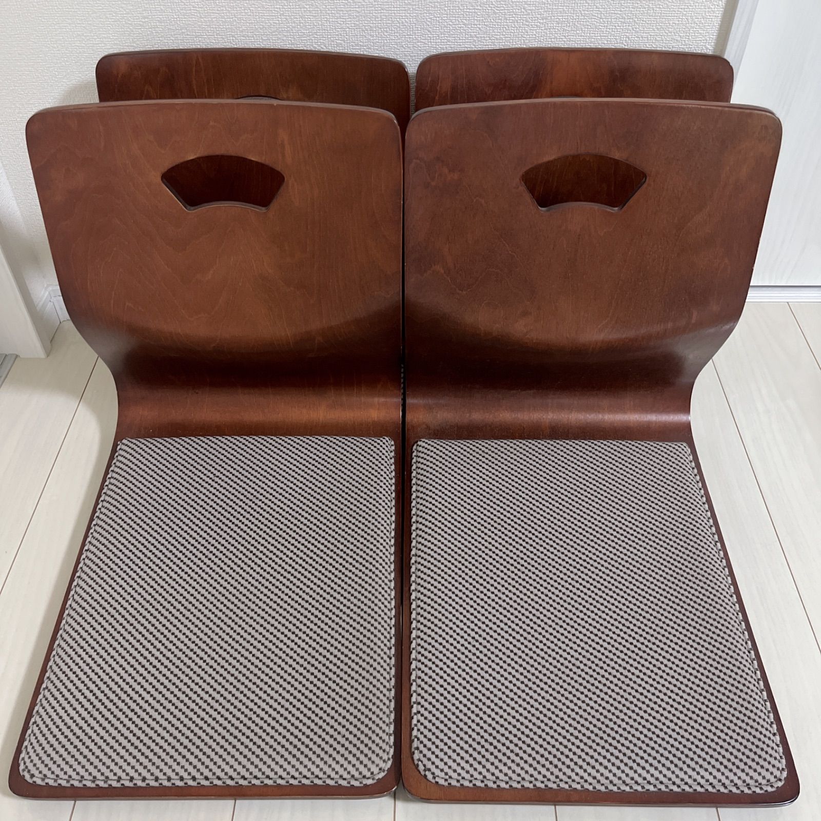 光製作所 座椅子4脚セット 曲がり木製 オファー クッション付き 和風