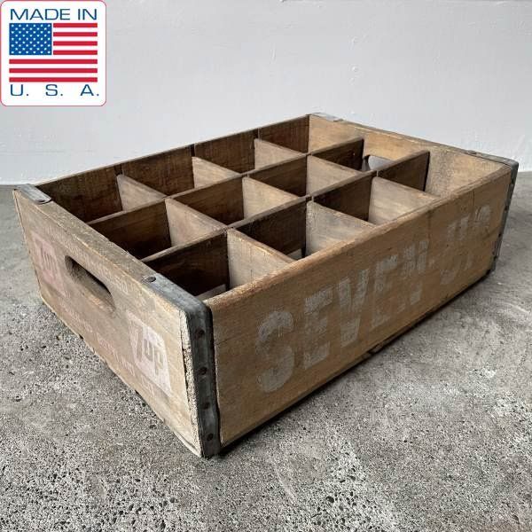 アンティーク USA製 7UP 木製 ウッドボックス 木箱 セブンアップ SEVEN