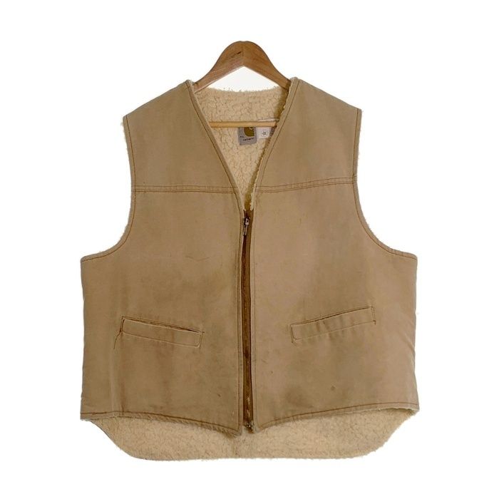 80's CARHARTT カーハート ダックベスト 内ボア ベージュ 6SV USA製