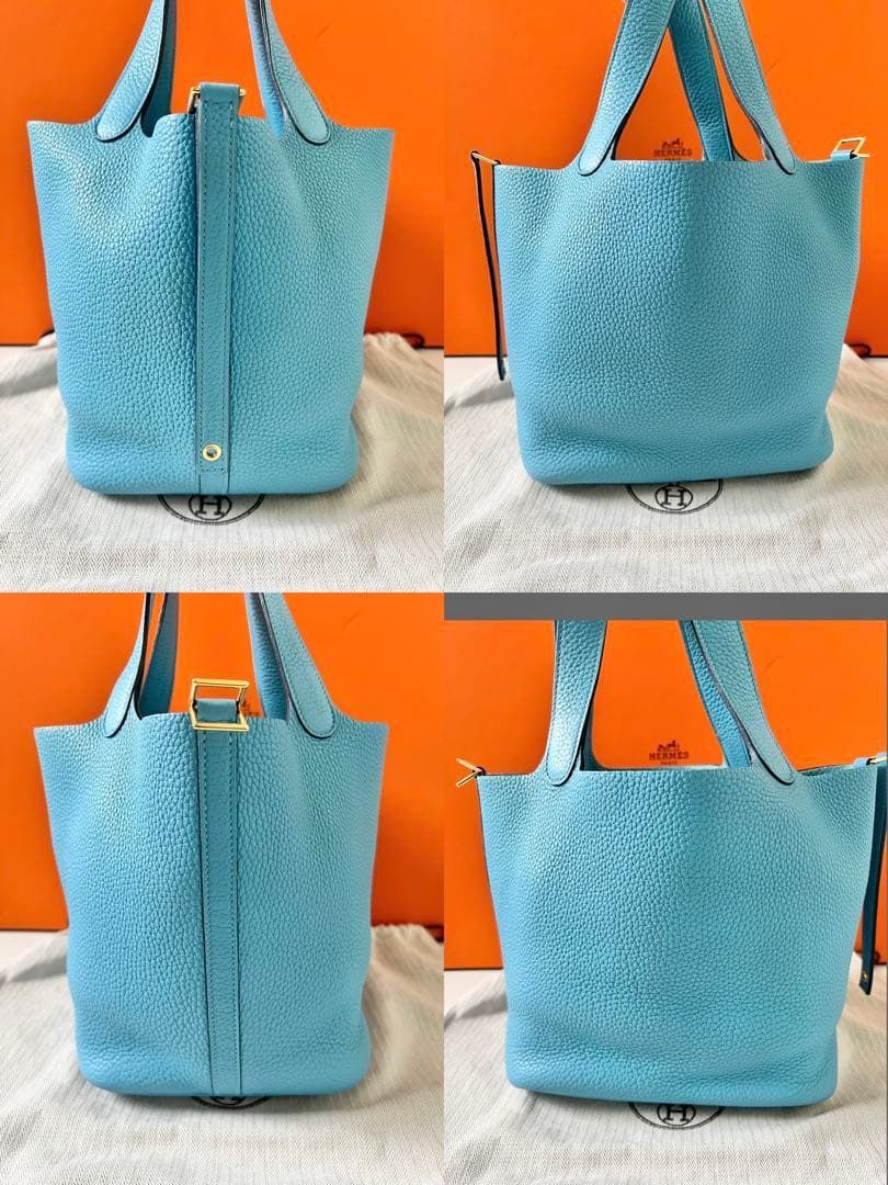 レアカラー☆エルメス ピコタンロックMM ブルーノール Y刻印 ゴールド