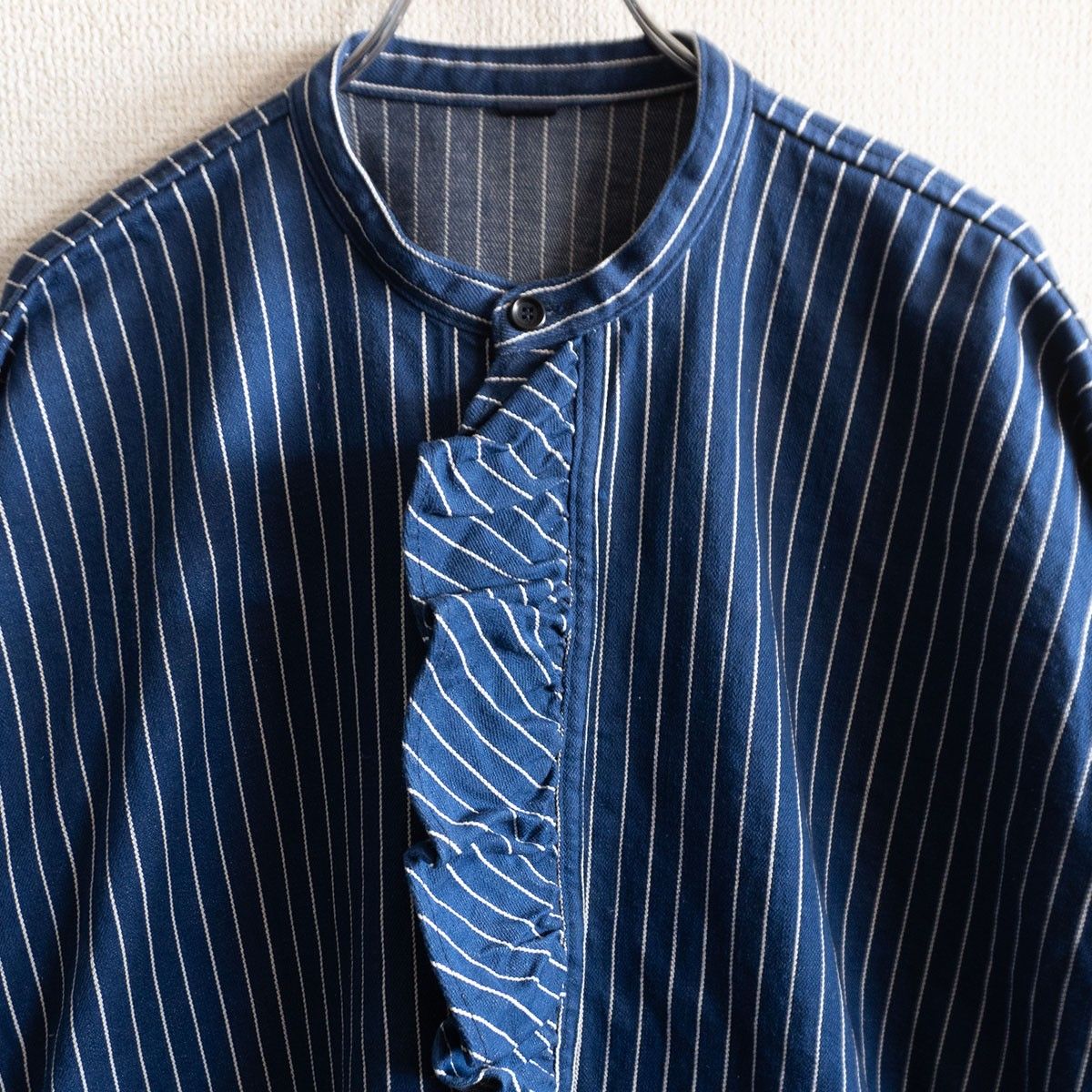 美品】45R【ONEONE いろいろデニムのプルフリルチュニック