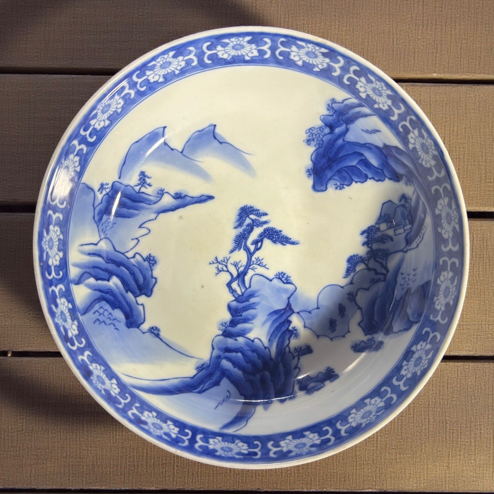 ☆匿名配送☆アンティーク 骨董 陶器 焼物 藍色の大鉢 ☆匿名配送