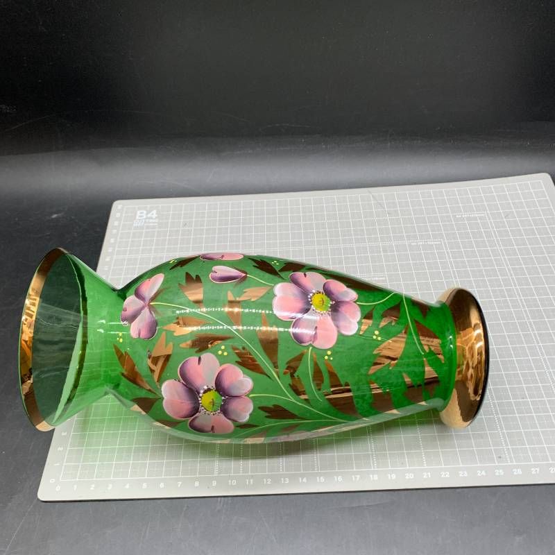 Z314 ボヘミアングラス 花柄ガラス チェコスロバキア製 BOHEMIA