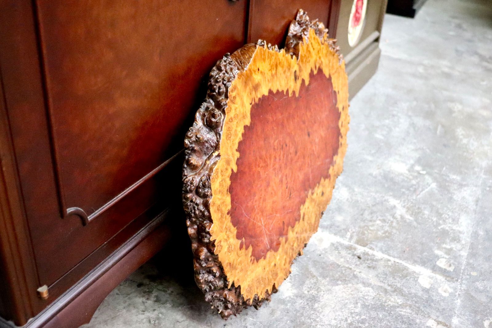 GMIH340○花梨 花台 一枚板 無垢材 瘤杢 葡萄杢 満鬼面紋 プレート