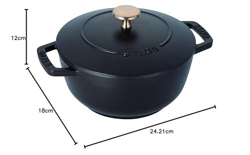 ストウブ(Staub) 「 ワナベ ブラック M 18cm 」 両手 鋳物 ホーロー 鍋