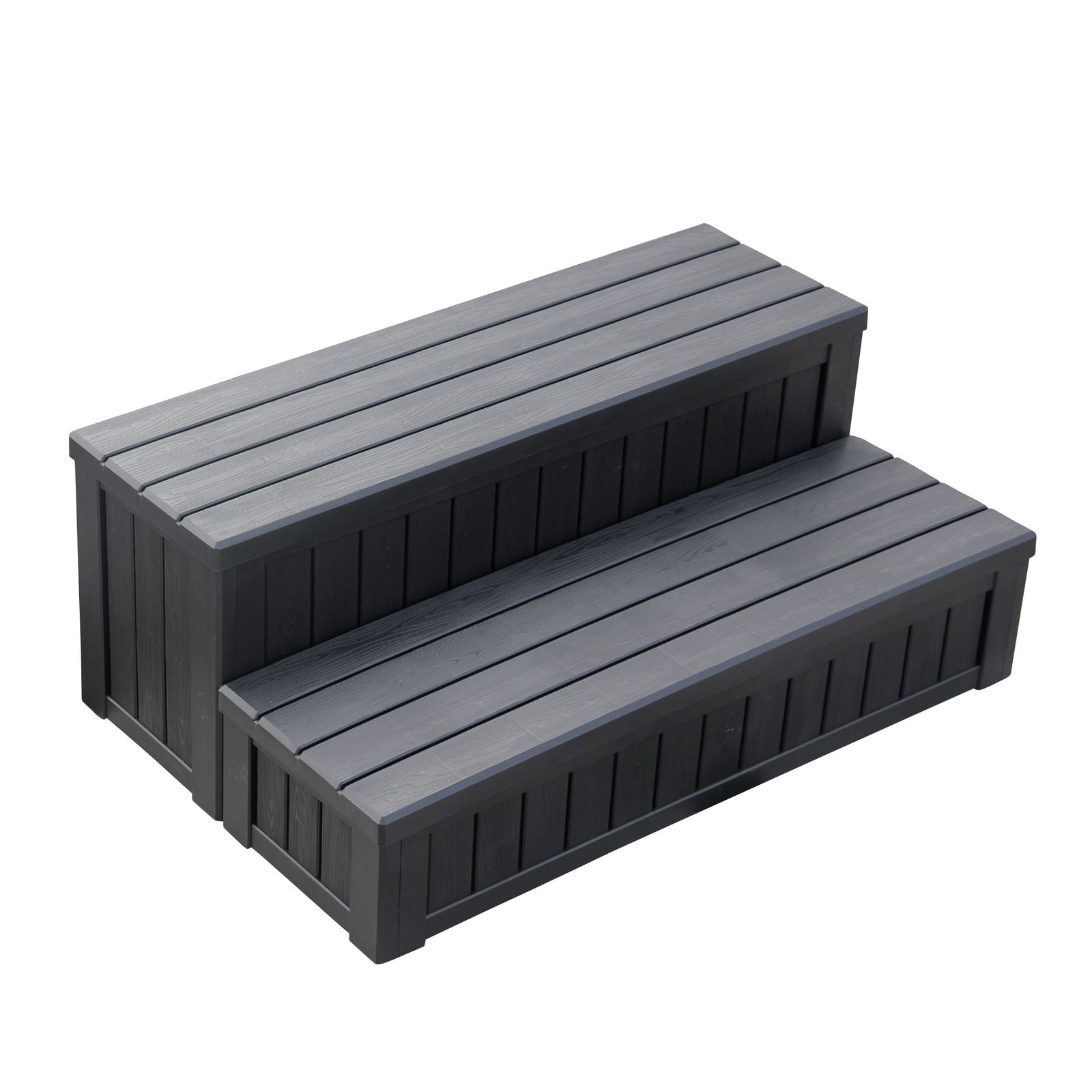 屋外収納ボックス 踏み台タイプ 組み立て簡単 樹脂製 木目調 W93*D57