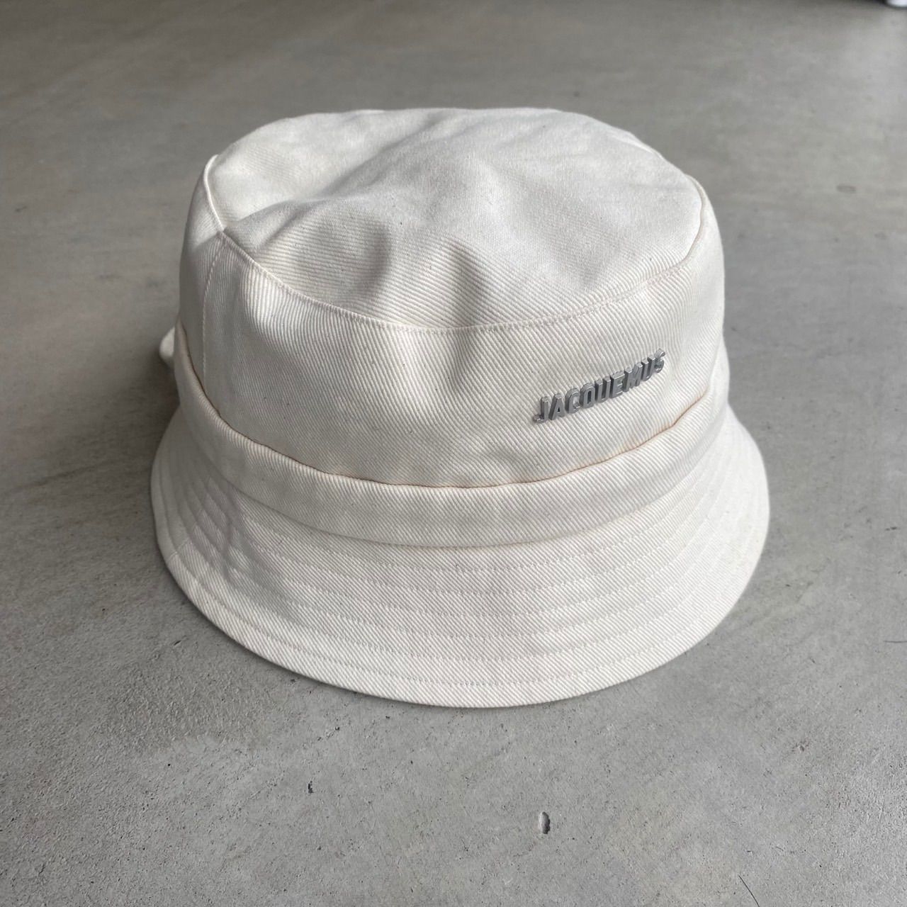 JACQUEMUS ジャックムス バケットハット アイボリー ロゴ コットン