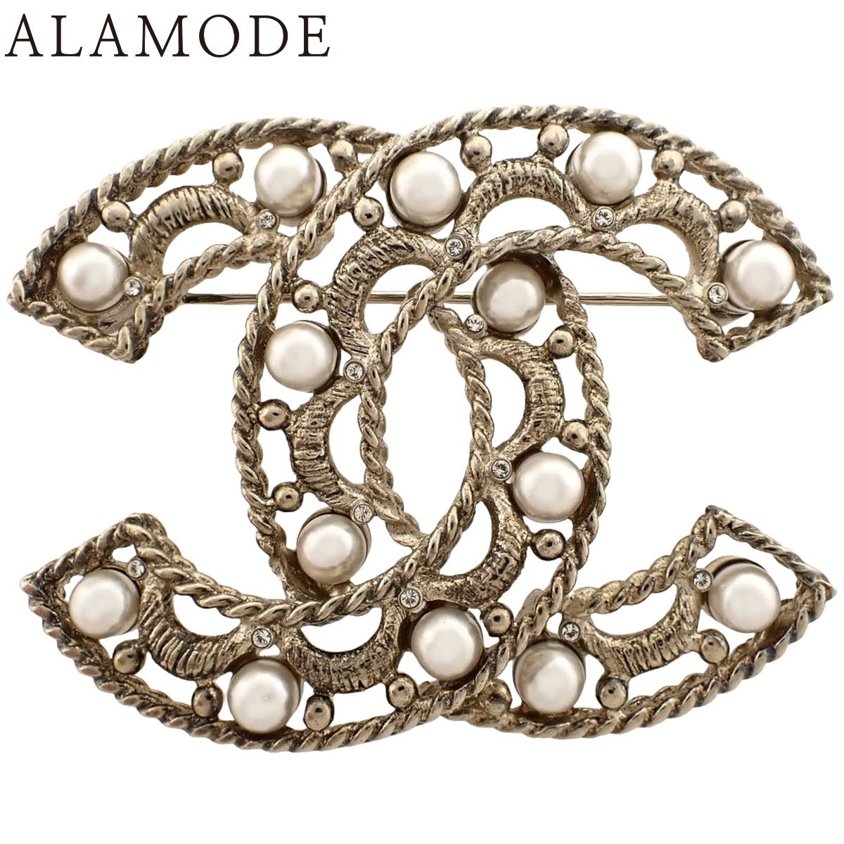 CHANEL(シャネル) ココマーク パール ブローチ メタル(GP) フェイク