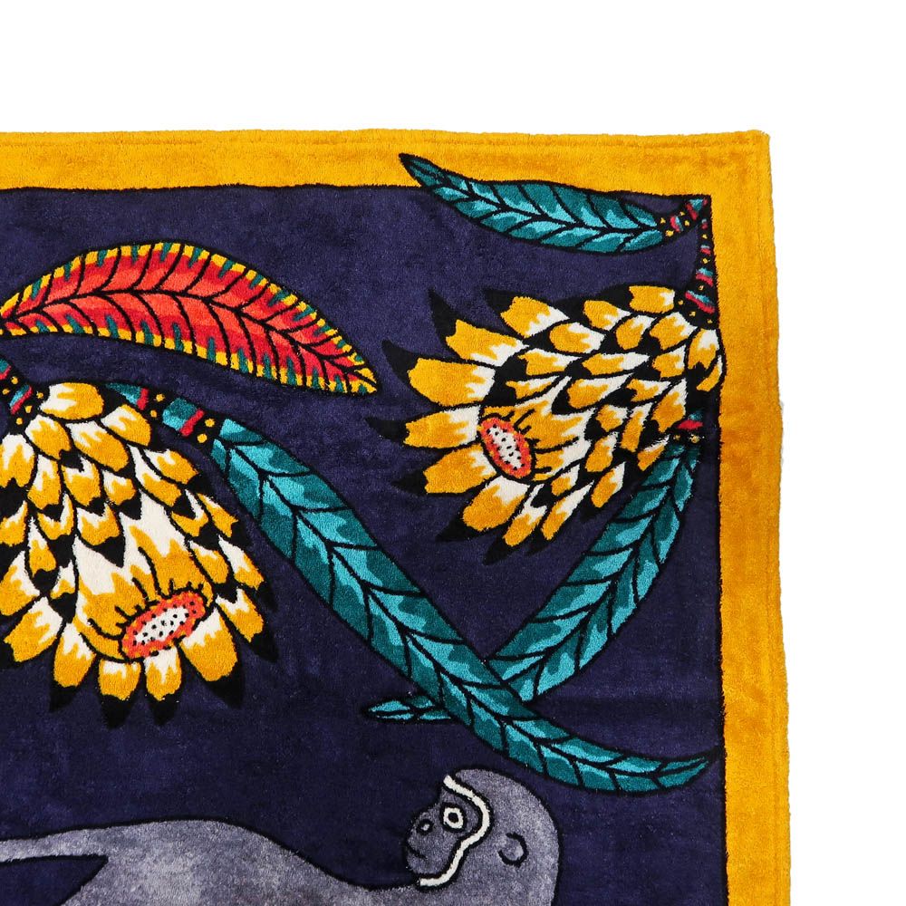 名東】エルメス ビーチタオル 大判 レオパード モンキー 豹 猿 マルチ