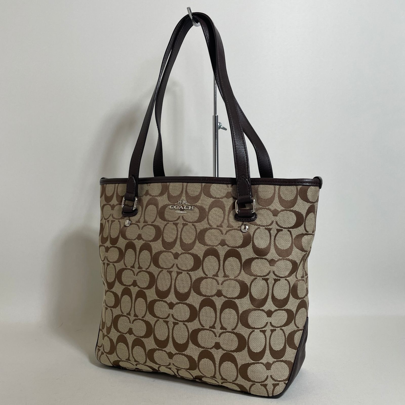 2602-135｜美品｜コーチ シグネチャー トートバッグ ダークブラウン