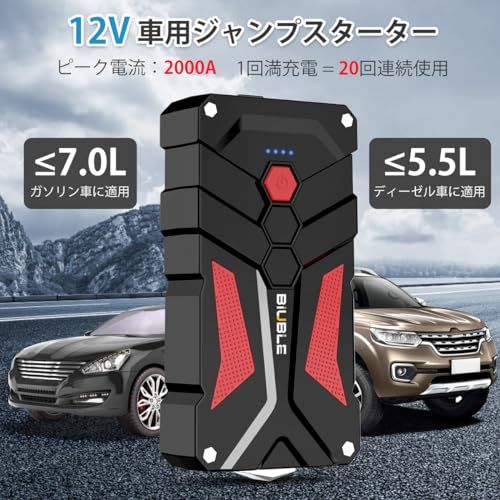 新品】ジャンプスターター 12800mAh大容量 2000Aピーク電流 (最大7.0L