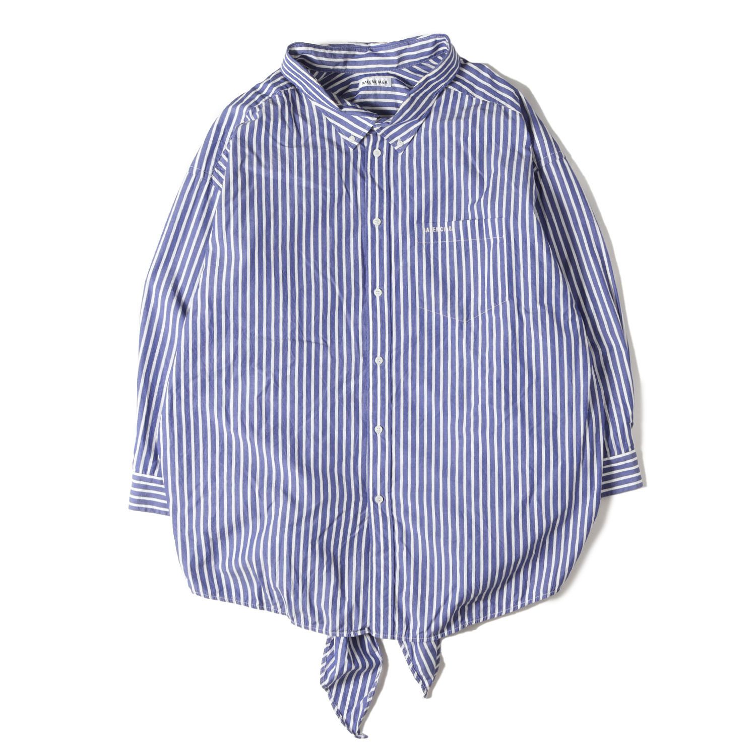 BALENCIAGA バレンシアガ シャツ ブルー ホワイト 青白 サイズ:3