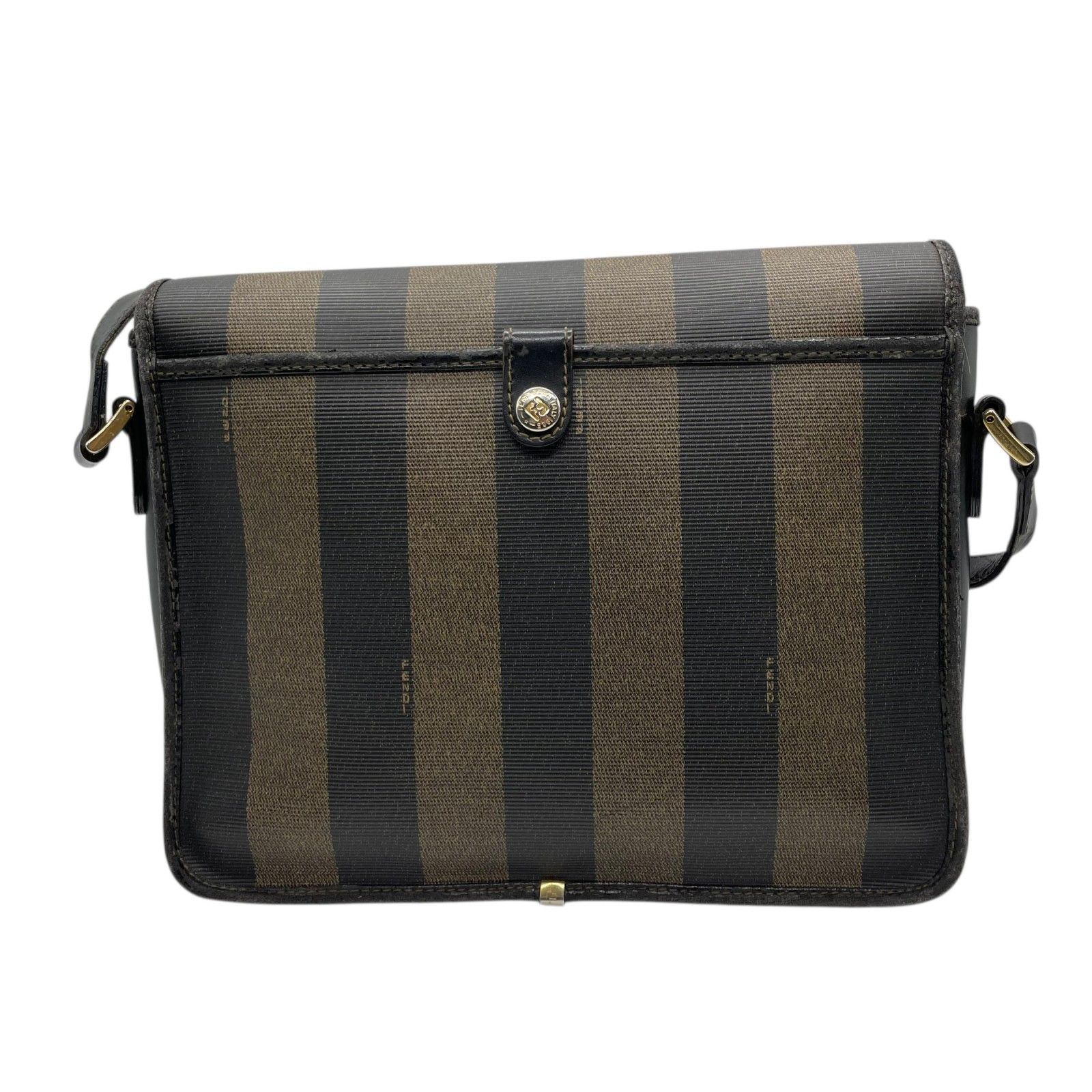 FENDI フェンディ ペカン ストライプ PVC レザー ショルダーバッグ