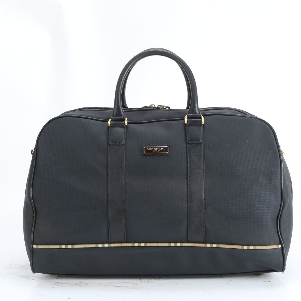 美品 バーバリー ノバ チェック レザー ナイロン ボストン バッグ 出張