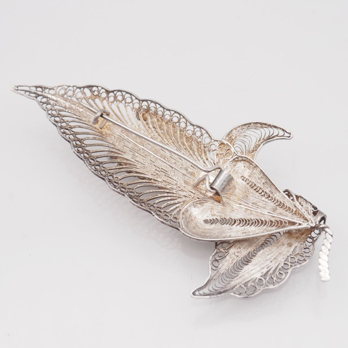 Q482 ヴィンテージ 925刻印 ブローチ フィリグリー 銀線細工 フラワー