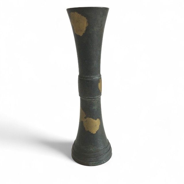 立鼓式 塗金銅花器 平安 秦蔵六造 銅製 銅器 花器 華道具 古美術