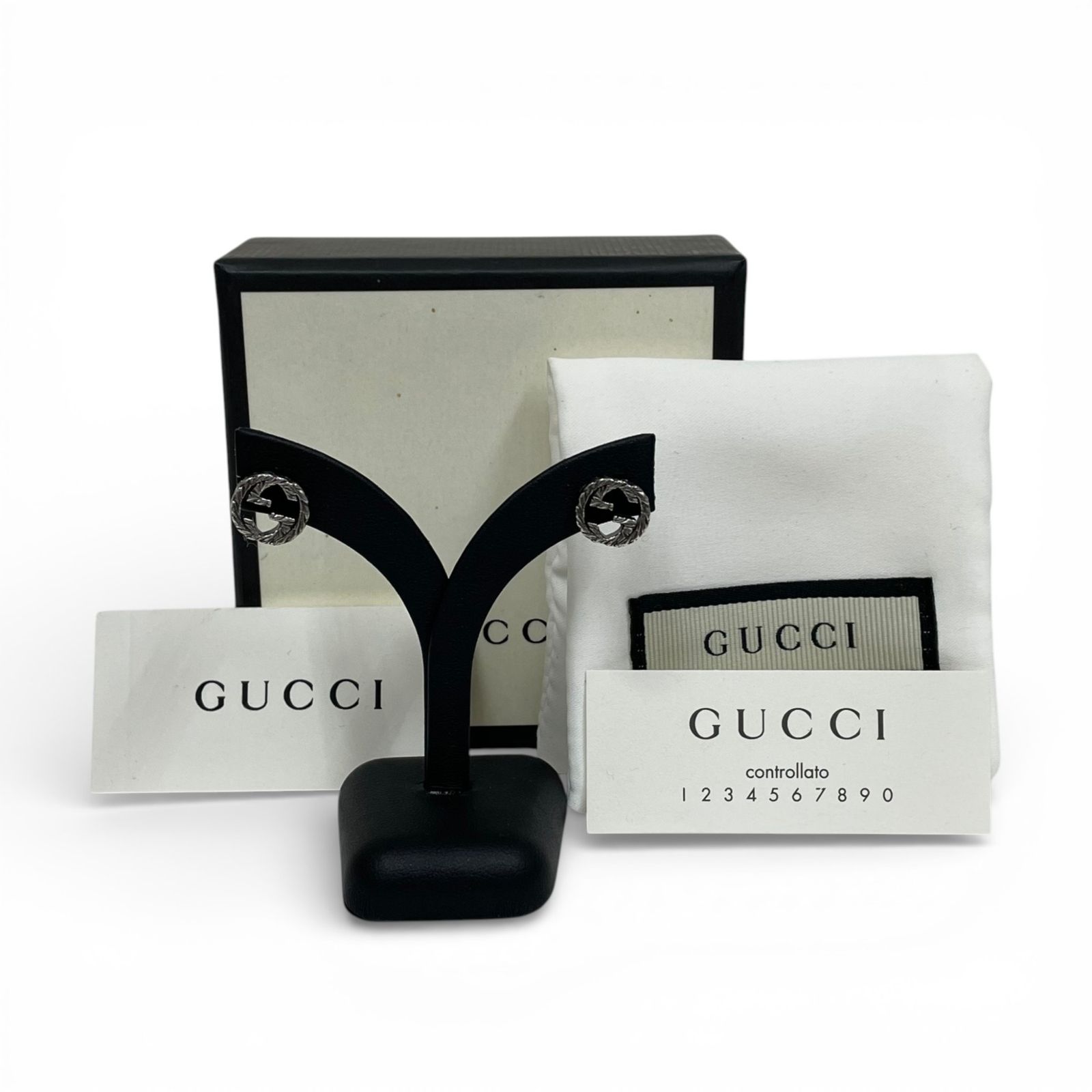 GUCCI グッチ ピアス インターロッキングG アラベスク スターリング